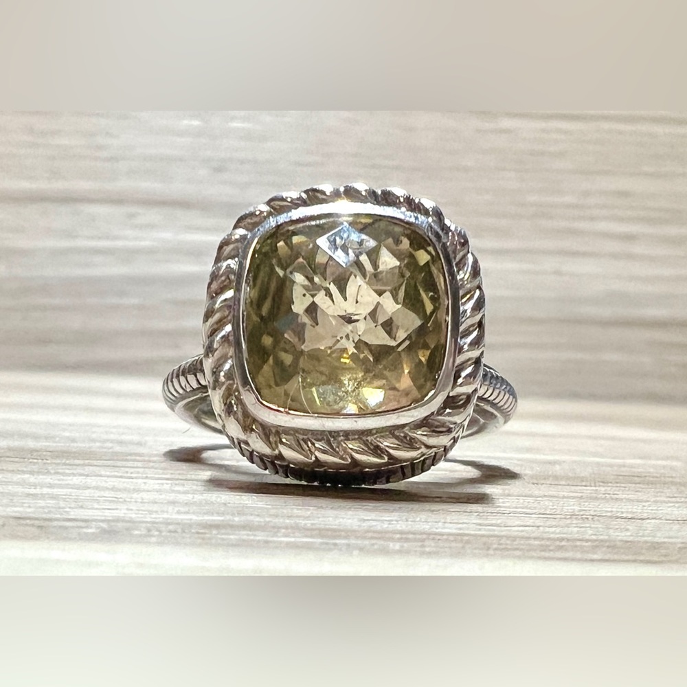 Designer Judith Ripka Sterling Silver Pale Green Prasiolite Ring, Size 7.5 - Picture 2 of 13